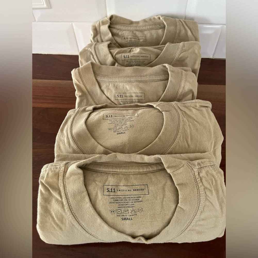 5.11 Tan/ Sand tactical series t shirts (5 available)